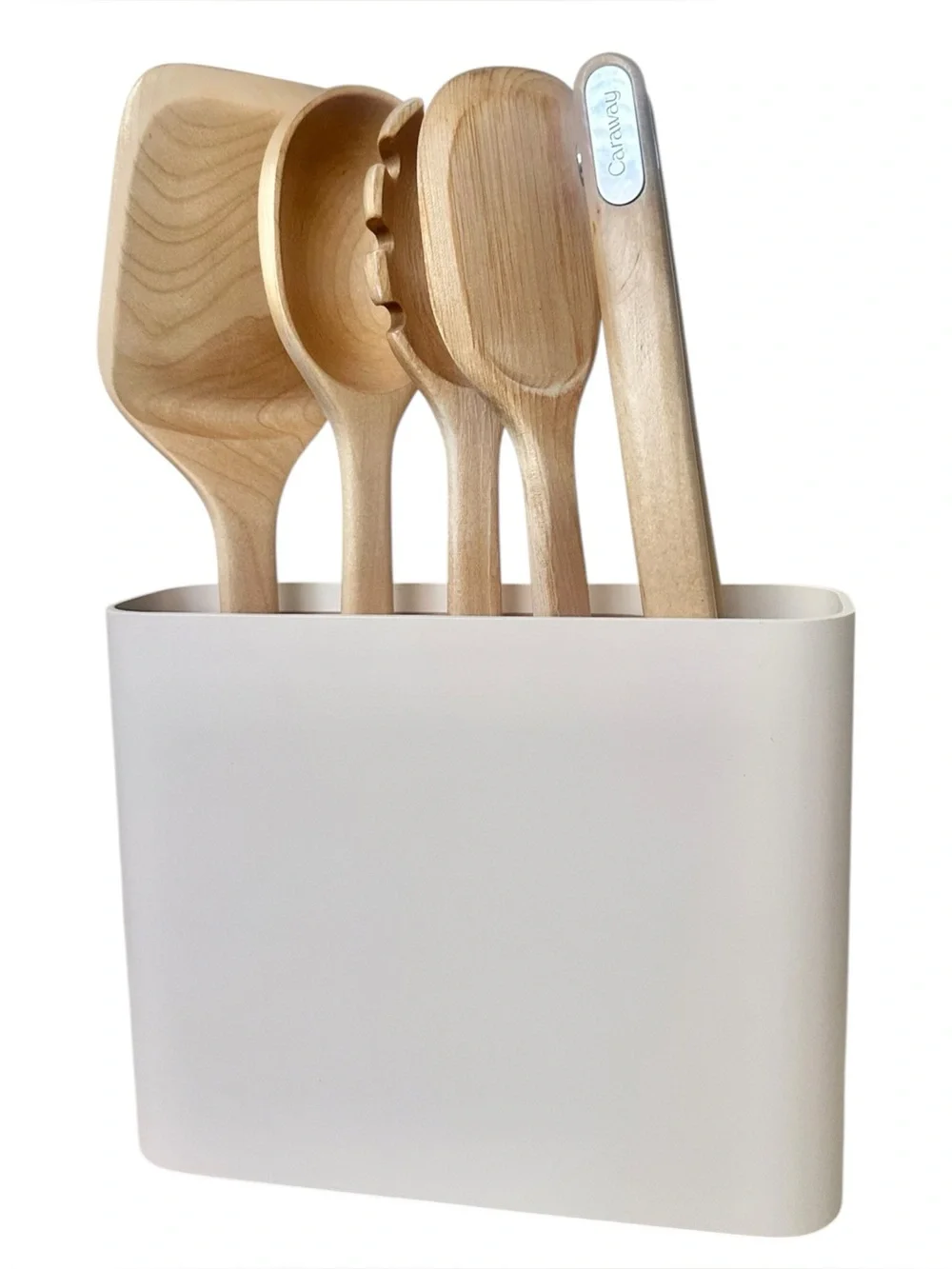 Caraway 5-Piece Birch Wood Utensils Set and Holder